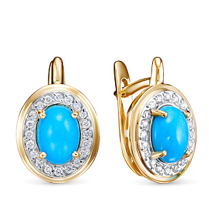 Серьги из желтого золота с бриллиантом