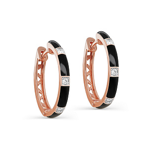 Серьги с английским замком из красного золота с бриллиантом