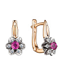 Серьги из красного золота с бриллиантами, рубинами