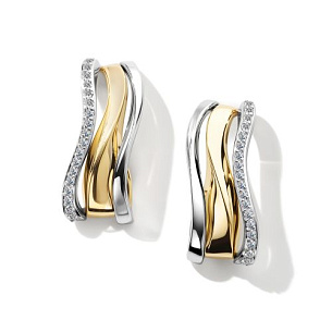 Серьги с английским замком из желтого золота с бриллиантом