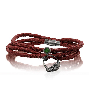 Браслет декоративный из серебра с шнуроком, магнитами