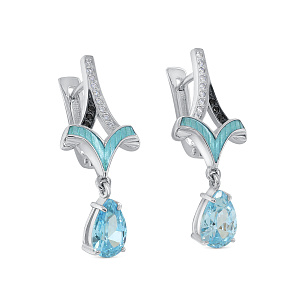 Серьги с английским замком из серебра с фианитом