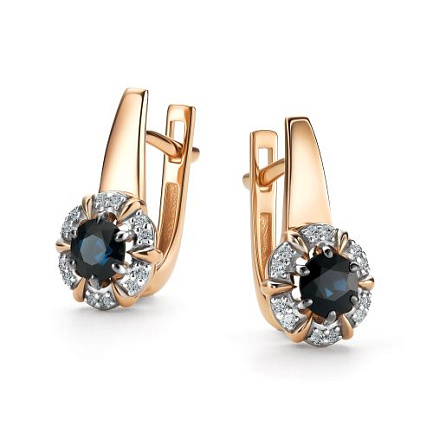 Серьги с английским замком из красного золота с бриллиантами