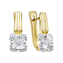 Серьги с английским замком из желтого золота с бриллиантами