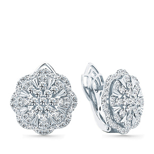 Серьги с английским замком из белого золота с бриллиантом