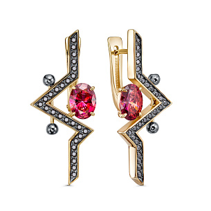 Серьги с английским замком из серебра с фианитом