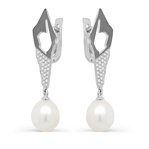 Серьги с английским замком из белого золота с бриллиантами