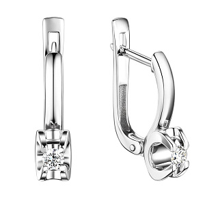 Серьги с английским замком из белого золота с бриллиантами