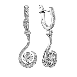 Серьги с английским замком из белого золота с бриллиантом