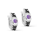 Серьги с английским замком из серебра с аметистами