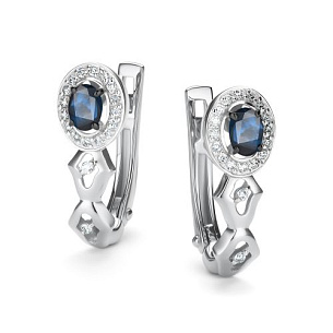 Серьги с английским замком из белого золота с бриллиантом