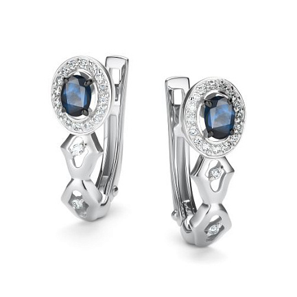 Серьги с английским замком из белого золота с бриллиантами