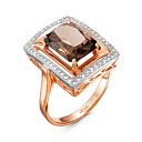Кольцо из комбинированного золота с бриллиантами, раухтопазом