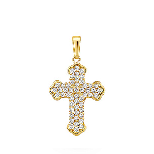 Крест из желтого золота с бриллиантом