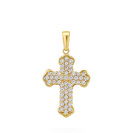 Крест из желтого золота с бриллиантами