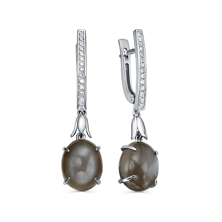 Серьги с английским замком из белого золота с бриллиантами