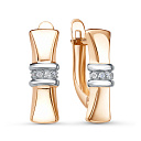 Серьги с английским замком из красного золота с фианитами