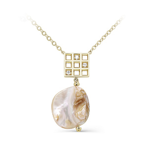 Колье из серебра с перламутром, фианитами