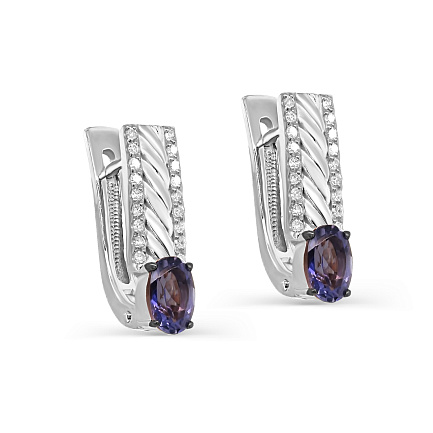 Серьги с английским замком из белого золота с бриллиантами