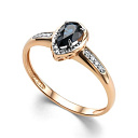 Кольцо из красного золота с бриллиантами, сапфиром