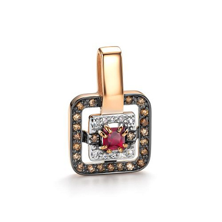 Подвеска из красного золота с бриллиантами, рубином