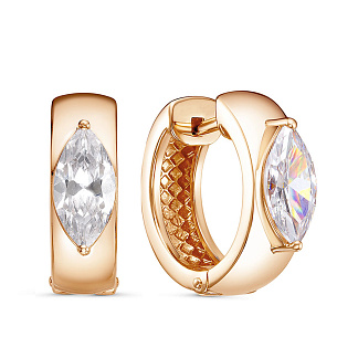 Серьги из красного золота с фианитом