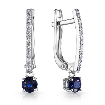 Серьги с английским замком из белого золота с бриллиантами