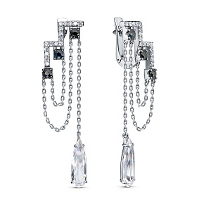 Серьги с английским замком из белого золота с бриллиантами