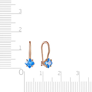 Серьги детские из серебра с фианитом и золочением