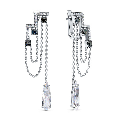 Серьги с английским замком из белого золота с бриллиантами