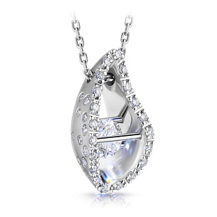 Колье из белого золота с бриллиантом, плетение якорное