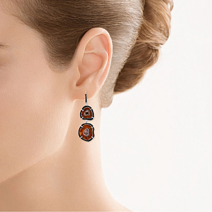 Серьги с английским замком из белого золота с бриллиантами, жеодами