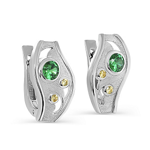 Серьги с английским замком из серебра с фианитом