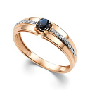 Кольцо из красного золота с бриллиантами, сапфиром
