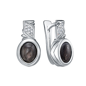 Серьги с английским замком из серебра с фианитами