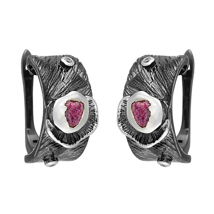 Серьги с английским замком из серебра с фианитами