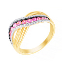 Кольцо из желтого золота с бриллиантами, сапфирами