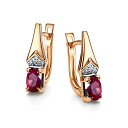 Серьги с английским замком из красного золота с бриллиантами