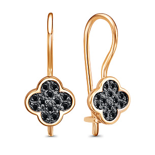 Серьги с французским замком из красного золота с фианитом