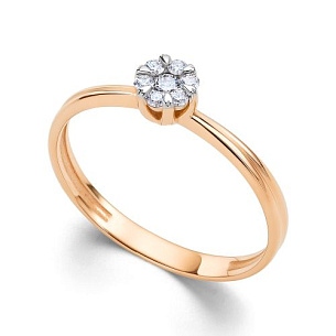 Кольцо из красного золота с бриллиантом