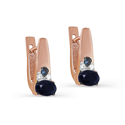 Серьги с английским замком из красного золота с бриллиантами