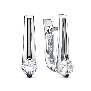 Серьги с английским замком из серебра с фианитом