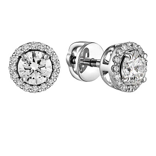 Серьги из белого золота с бриллиантом