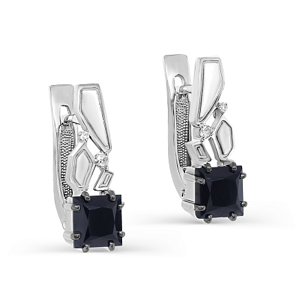 Серьги с английским замком из белого золота с бриллиантами