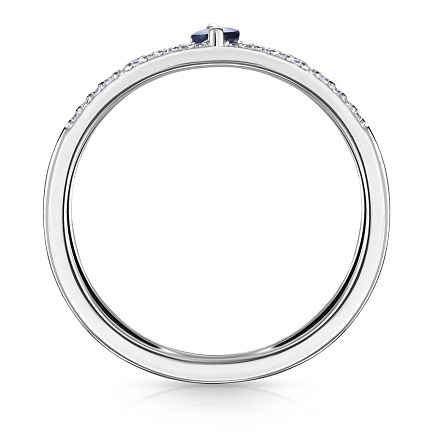 Кольцо из белого золота с бриллиантами, сапфиром