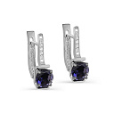 Серьги с английским замком из белого золота с бриллиантами