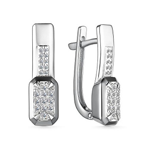 Серьги с английским замком из белого золота с бриллиантами