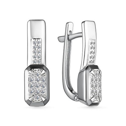 Серьги с английским замком из белого золота с бриллиантами