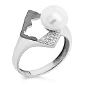 Кольцо из белого золота с бриллиантами, жемчугом