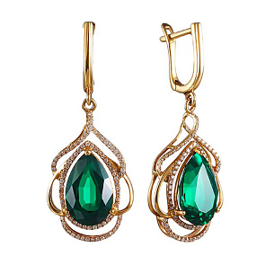 Серьги с английским замком из желтого золота с бриллиантами